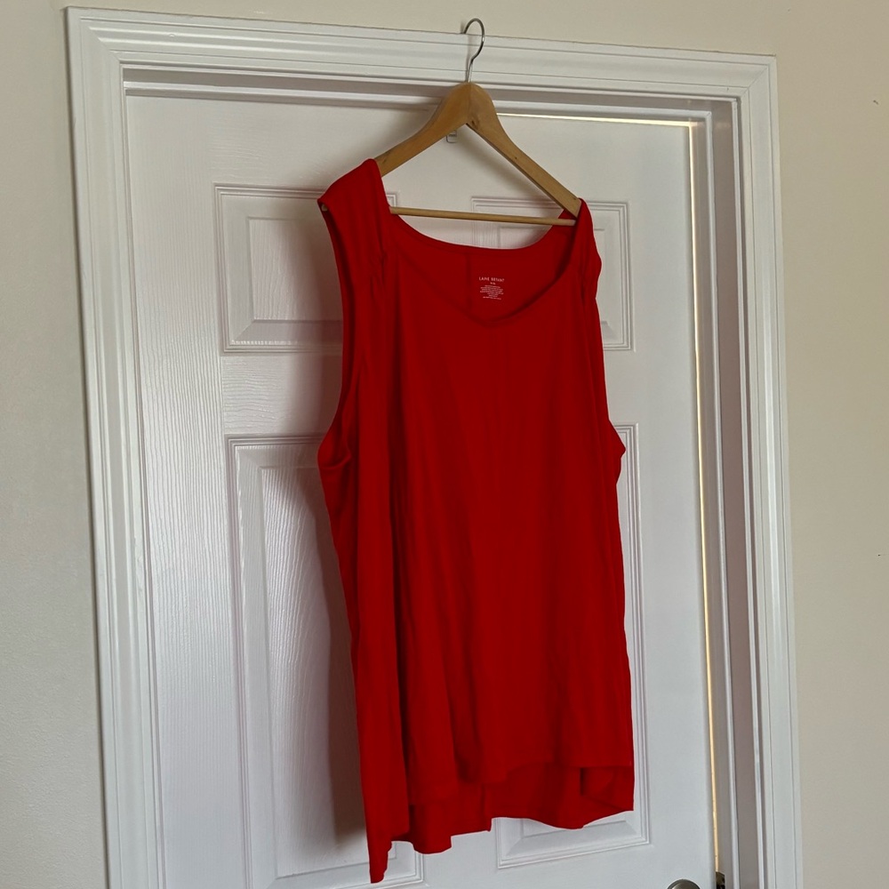 Lane Bryant Gathered Shoulder V-neck Tank - Red - Size 34/36 6X